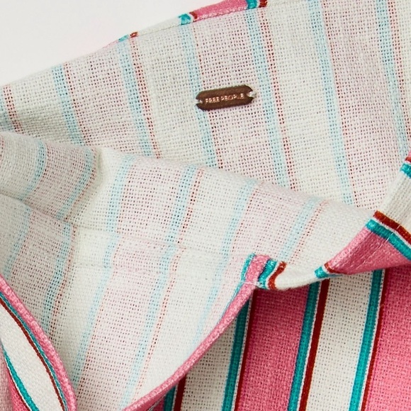 Free People Pink & Mint Striped Canvas Tote - Picture 5 of 5